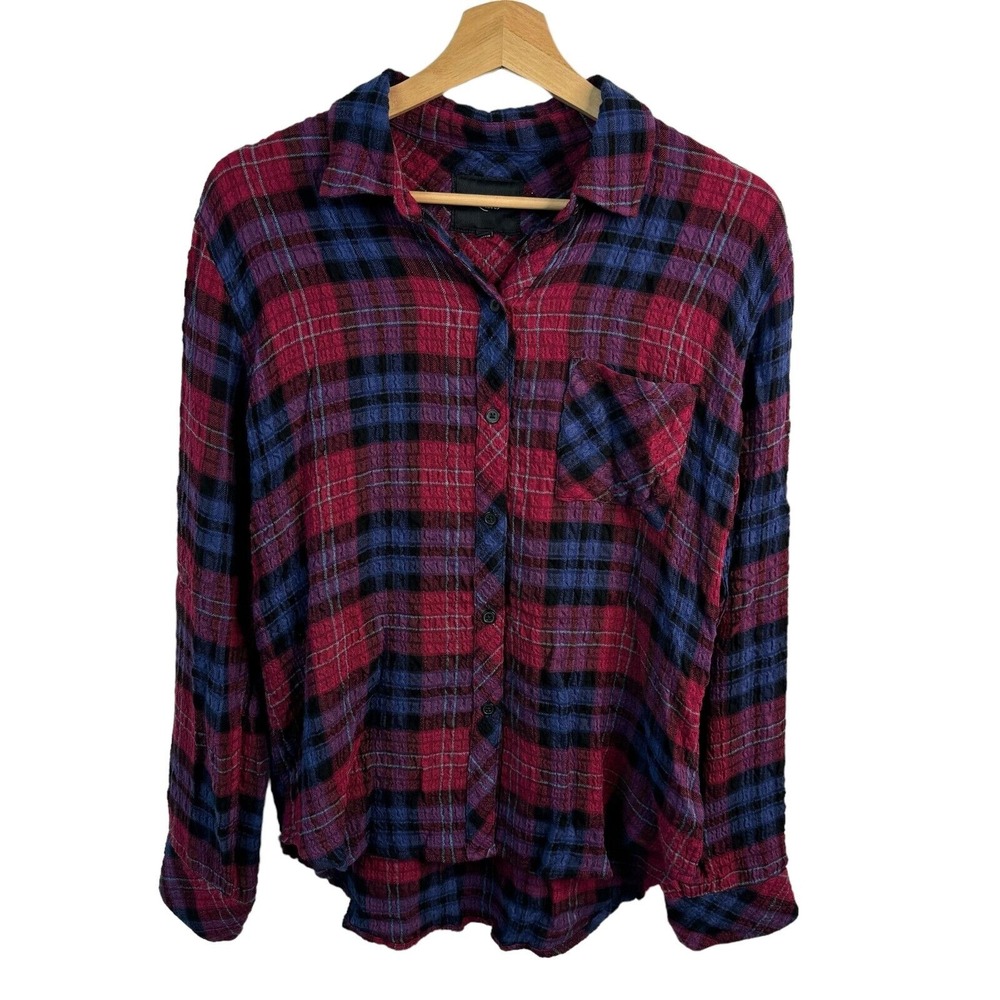 Rails Brady Mulberry Teal button down shirt blouse plaid Small Gauge casual‎ top